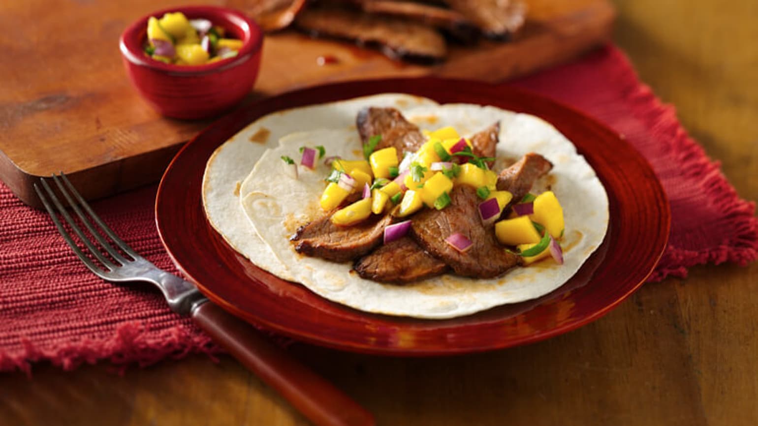 Flank Steak Tacos with Mango Salsa
